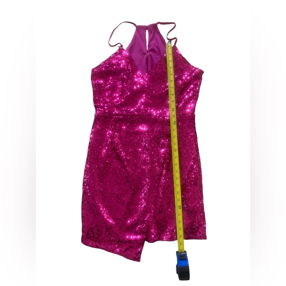 Lulus Hilaria Fuchsia Sequin Bodycon Mini Dress Size L Pink Party Cocktail - Picture 11 of 13
